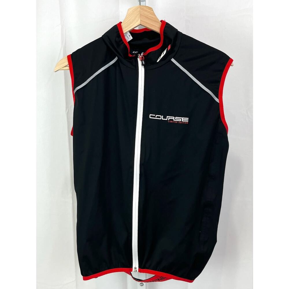 LOUIS GARNEAU Mens Course Speedzone Cycling Vest Cutout Full Zip Black Red Sz L